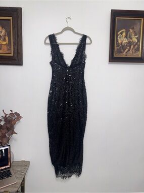 Black Lace & Sequin Maxi Dress - Elegant Evening Dress